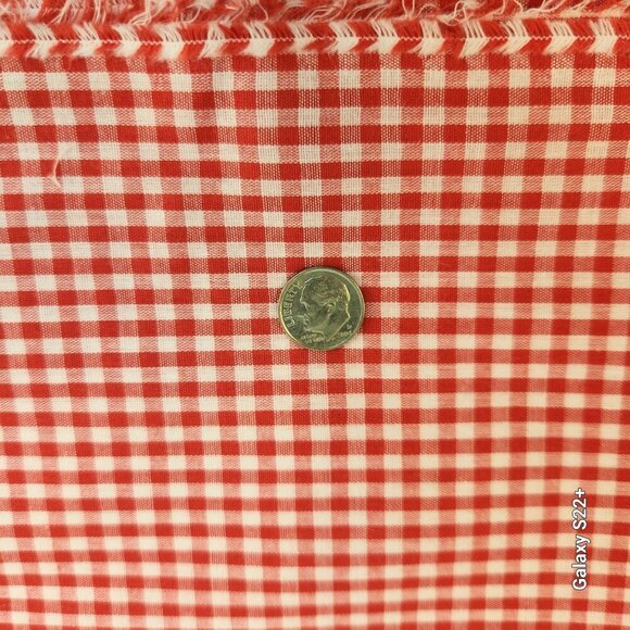 Red & White Gingham Checkered Cotton Fabric 2-Yd Exquisite Quality Lightweight S - Picture 4 of 7